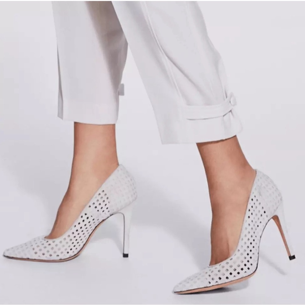 IRO LARSON PERFORATED SUEDE POINTED PUMPS IN ECRU Size 36 - Picture 2 of 11